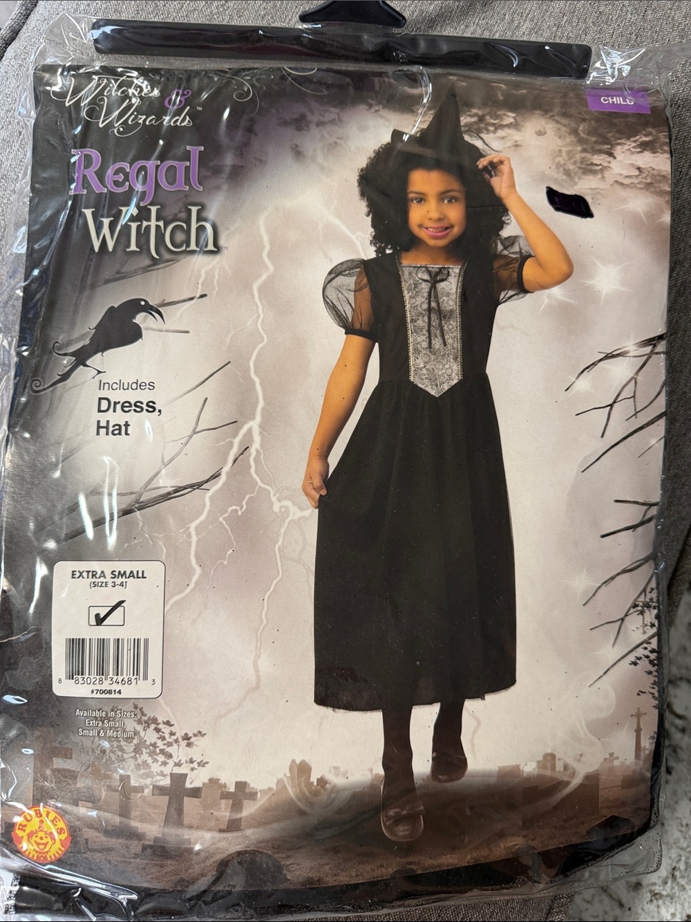 Regal Witch Costume for Kids - Black size 3-4